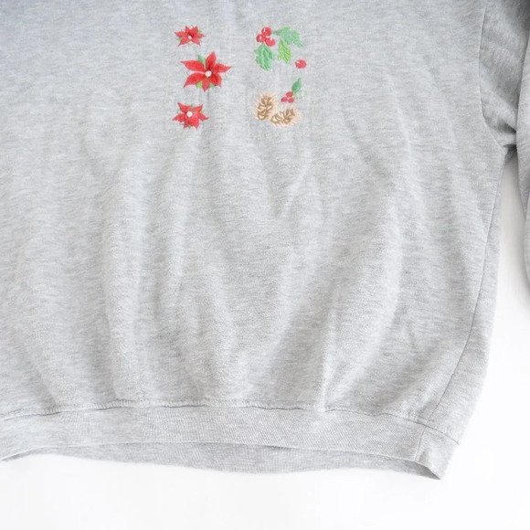 Vintage Basic  Editions Grey Crewneck Holiday Sweater - Picture 7 of 12